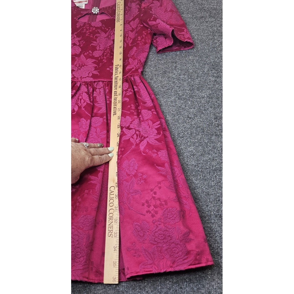 Jessica McClintock Fuchsia Floral Jacquard Mini Dress - Picture 12 of 15